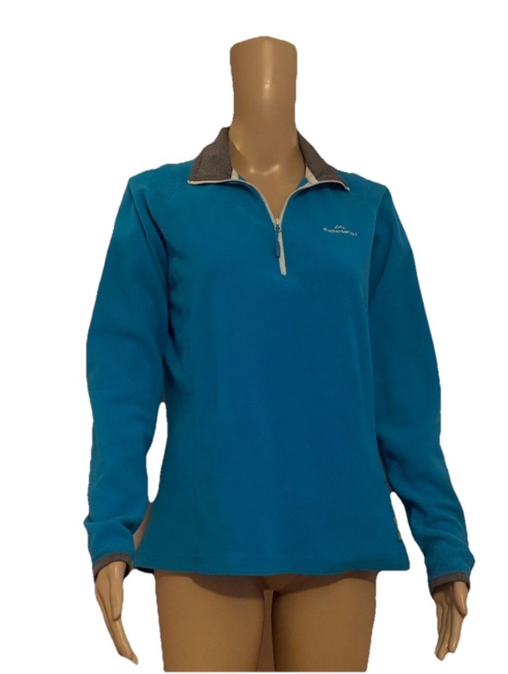 Kathmandu Jumper Womens Sz 12 Blue Long Sleeve 1/4 Zip Polartec Fleece FLAW